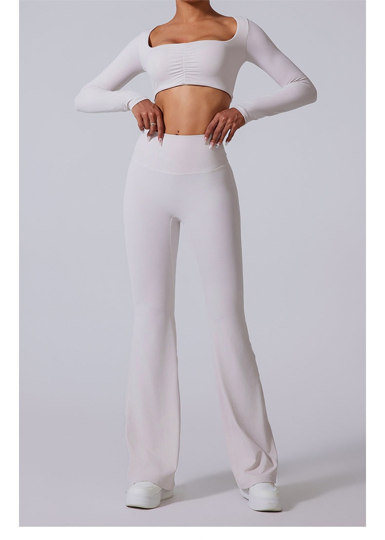 Women’s Long-Sleeve Crop Top & Flared Pants Set