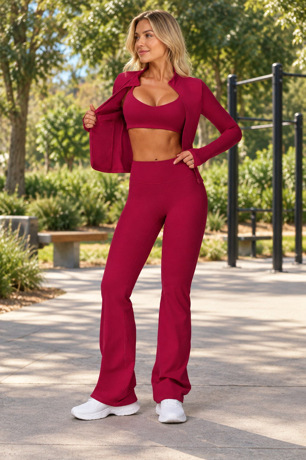 3-Piece Flared Pants Activewear Set