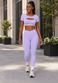 Women’s Color-Block Short-Sleeve Yoga Set