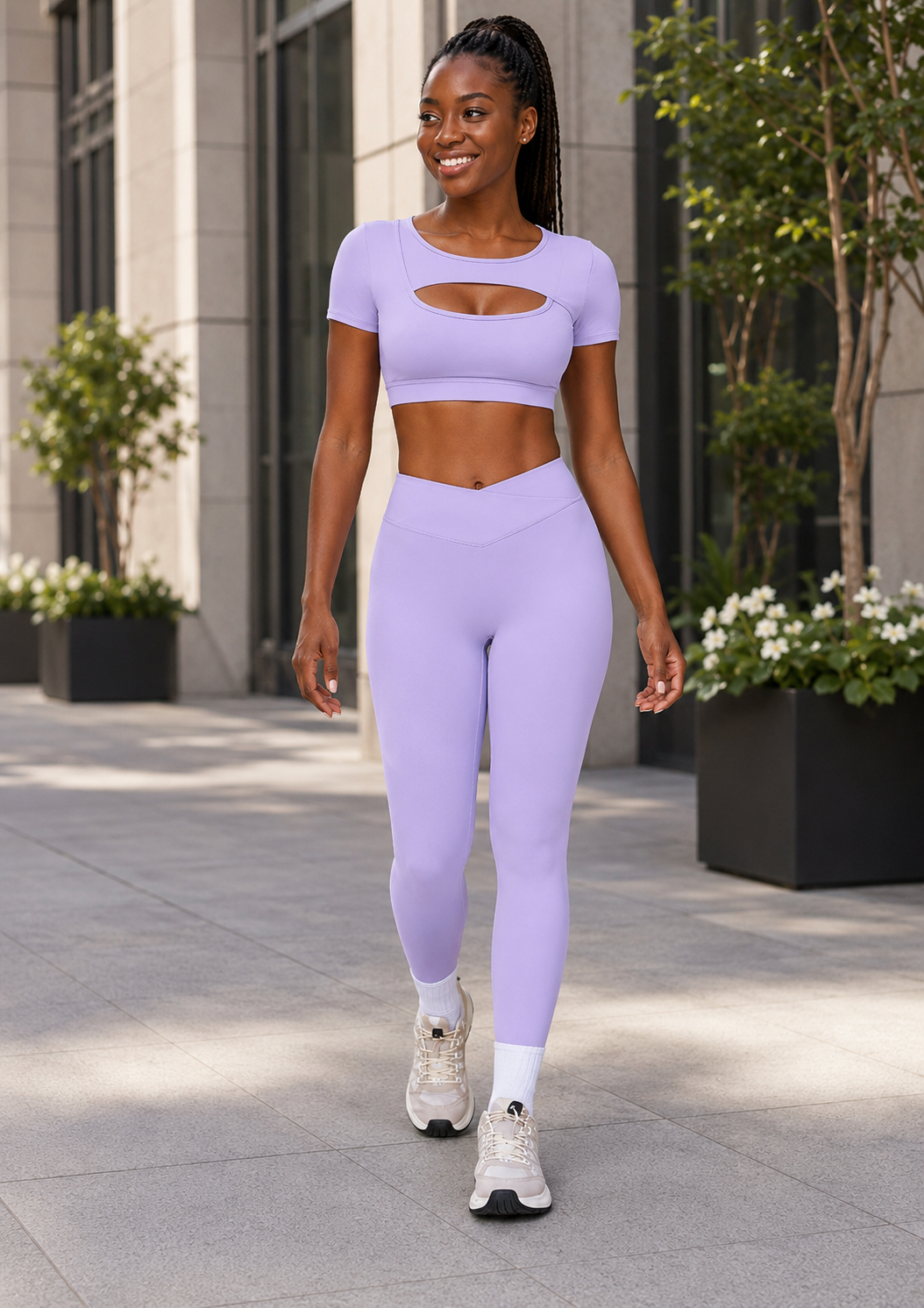 Women’s Color-Block Short-Sleeve Yoga Set
