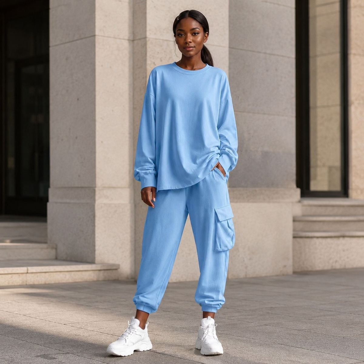 Relaxed Knit Top & Cropped Pants Set