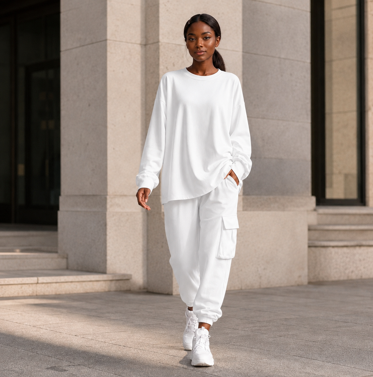 Relaxed Knit Top & Cropped Pants Set