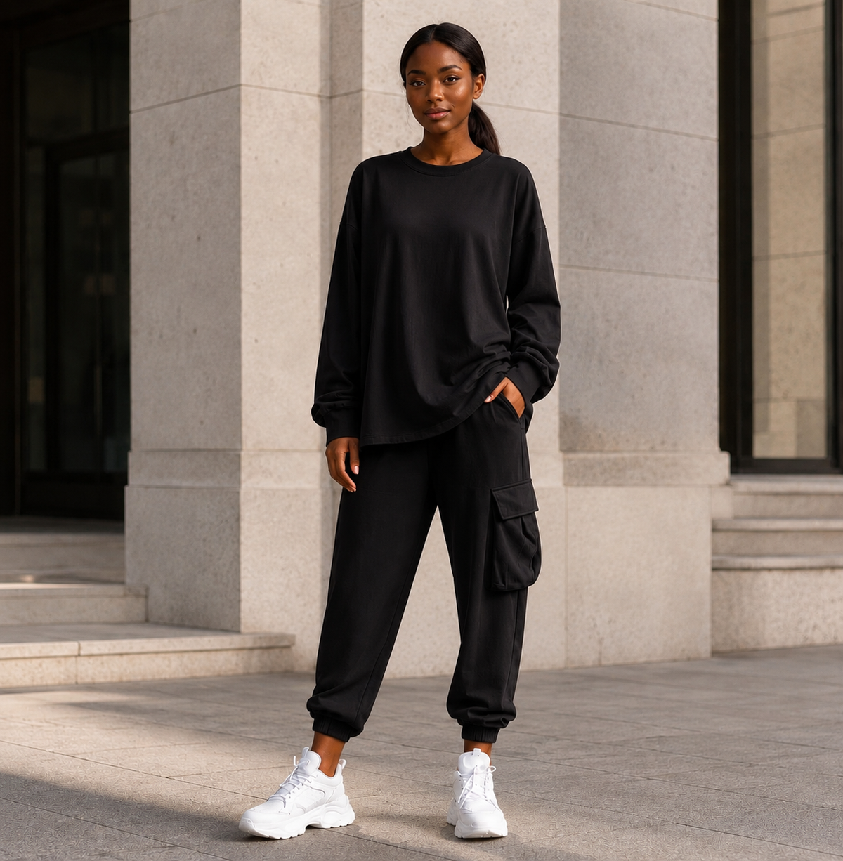 Relaxed Knit Top & Cropped Pants Set