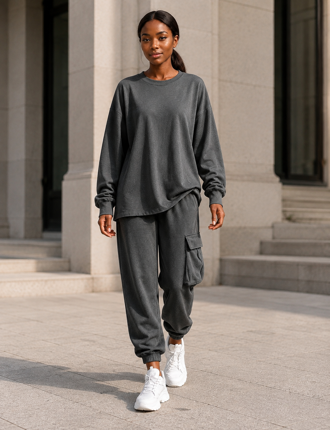 Relaxed Knit Top & Cropped Pants Set