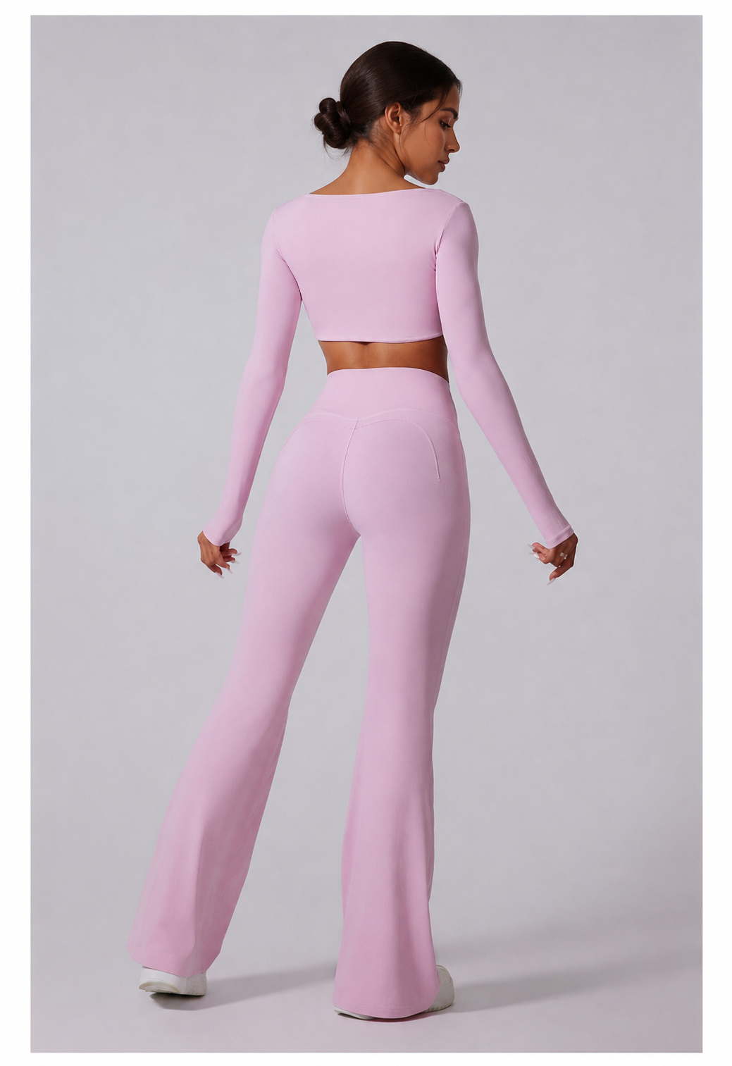 Women’s Long-Sleeve Crop Top & Flared Pants Set