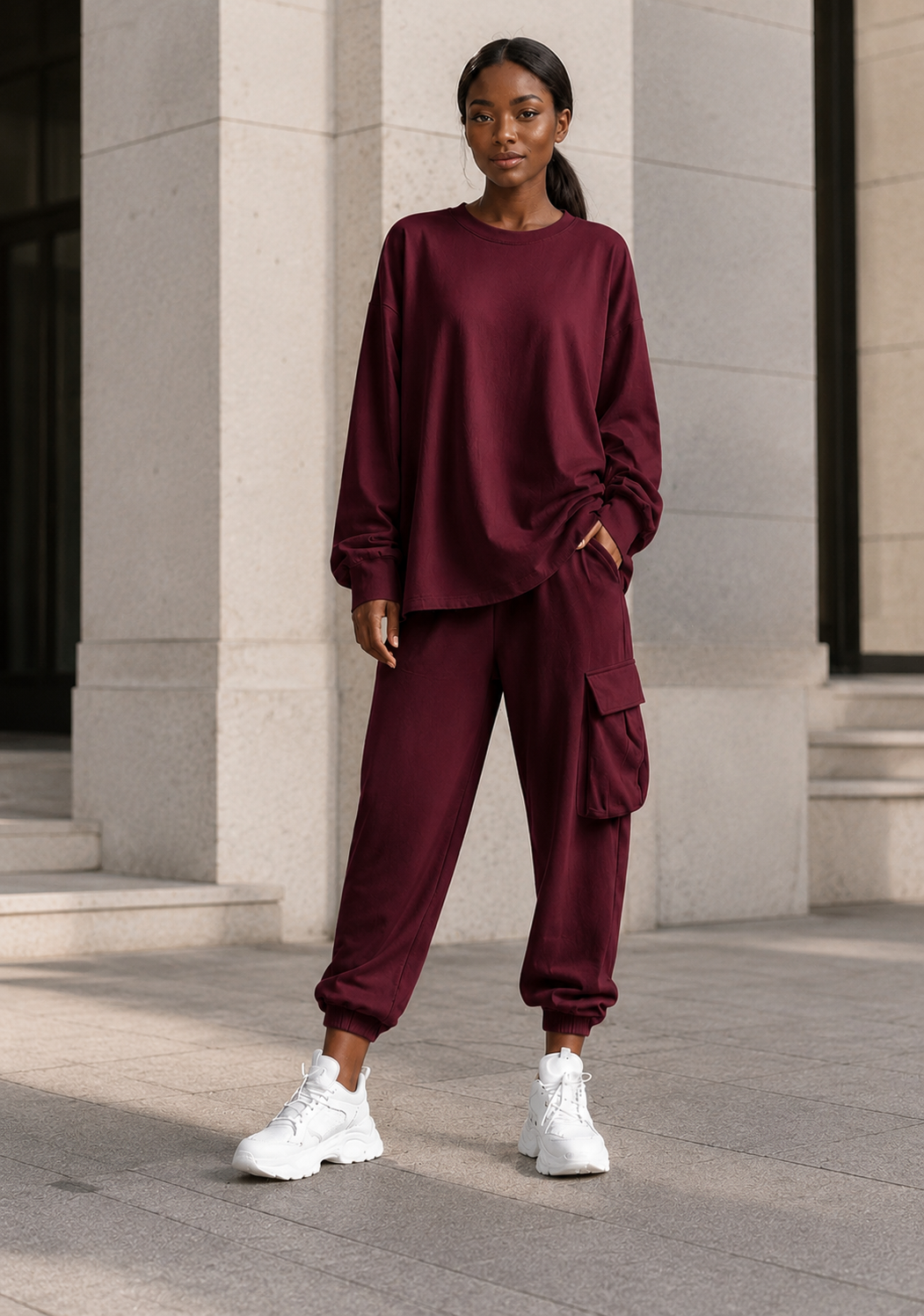 Relaxed Knit Top & Cropped Pants Set