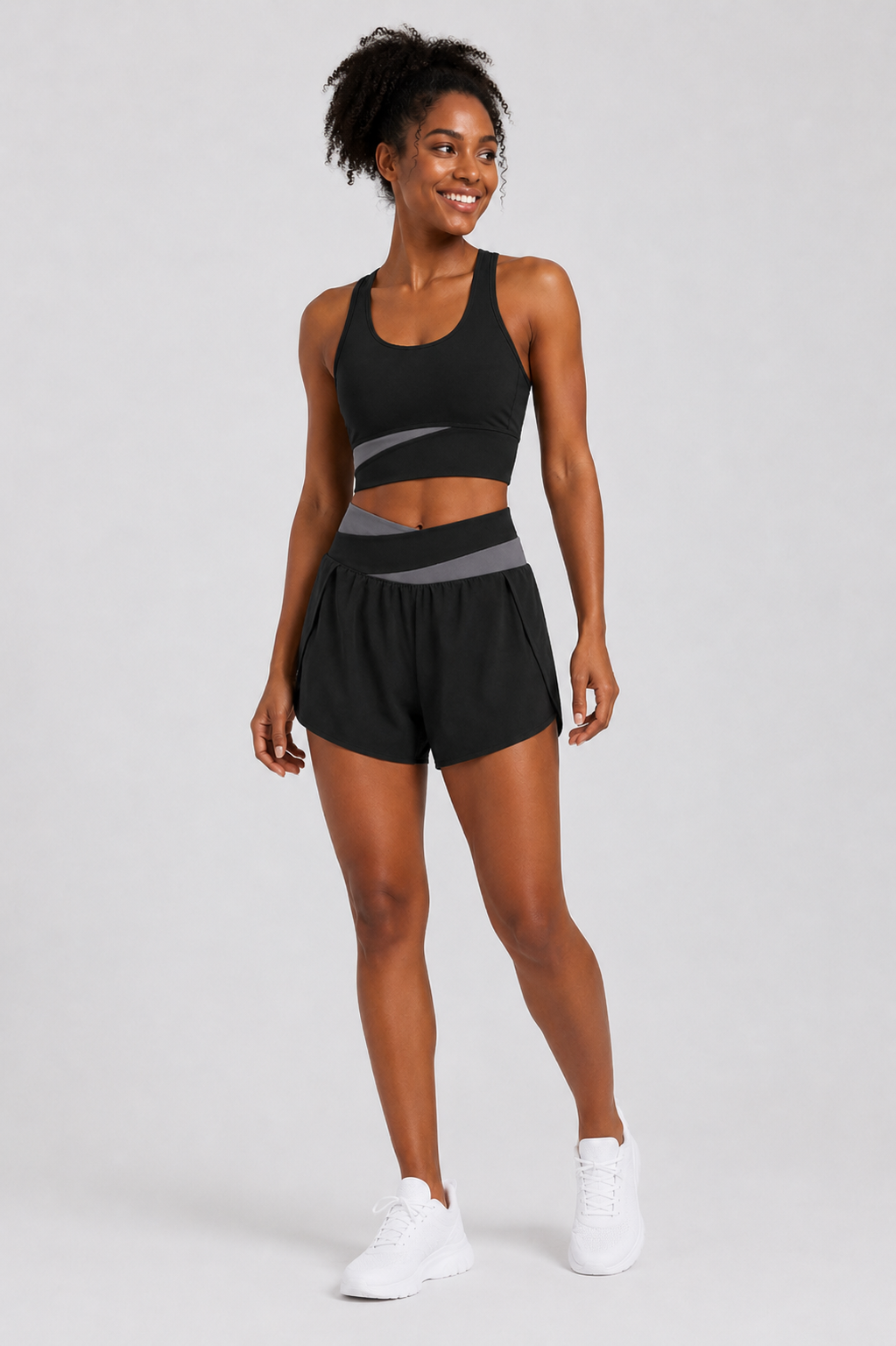 Color-Block Sports Top & Shorts Set