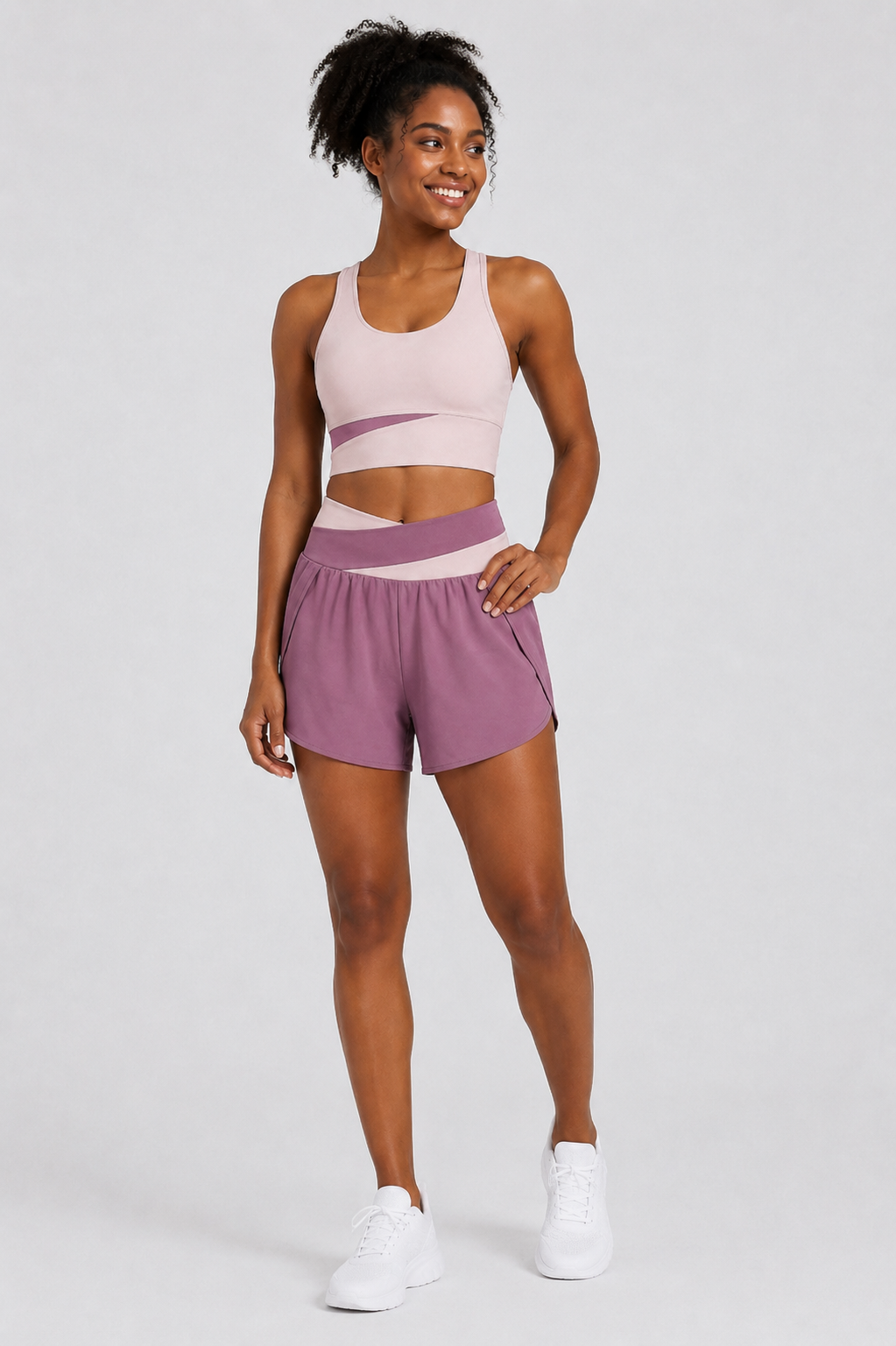 Color-Block Sports Top & Shorts Set