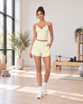 V-neck Halter Top And Shorts Set