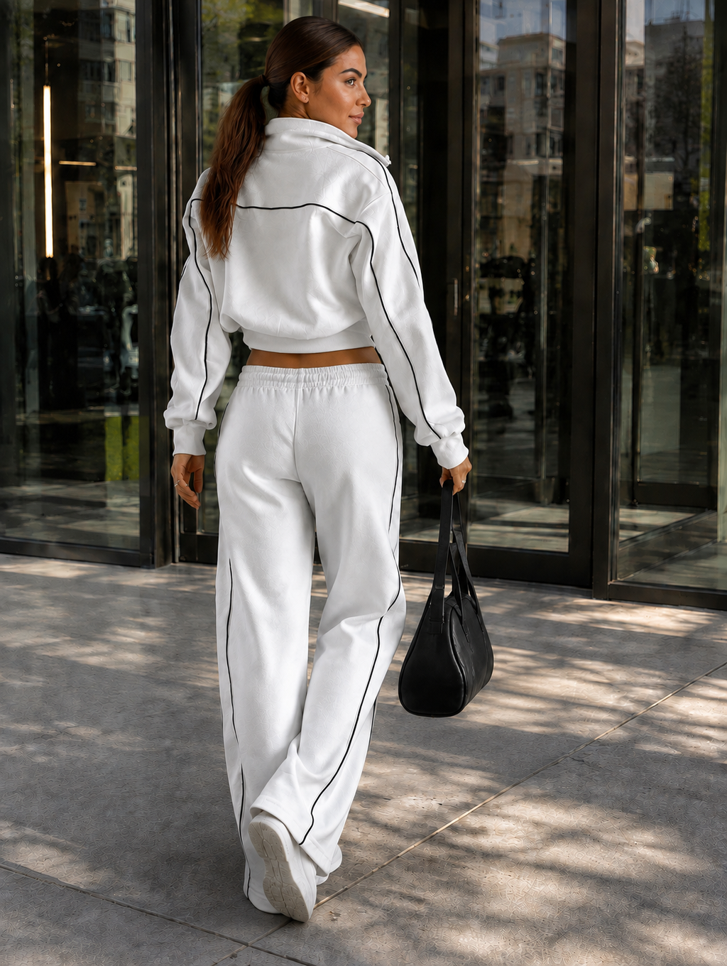 Women’s Cropped Zip-Up Jacket & Wide-Leg Pants Set
