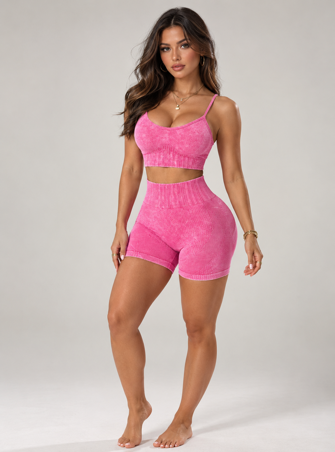 Women’s Sports Bra & High-Waisted Workout Shorts Set
