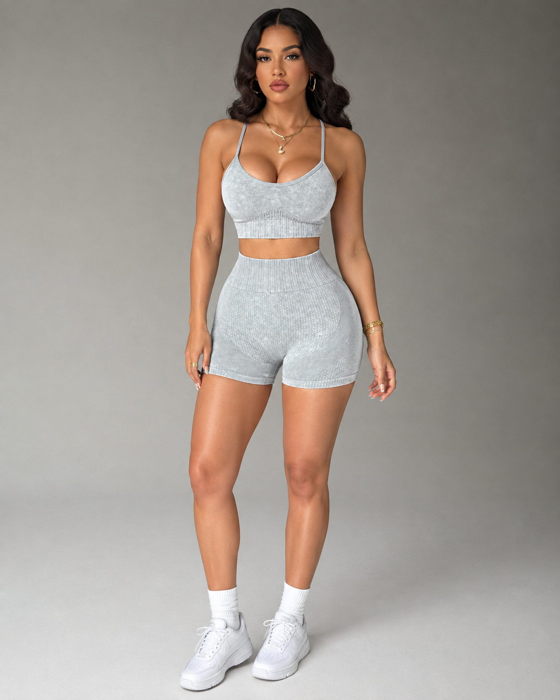 Women’s Sports Bra & High-Waisted Workout Shorts Set