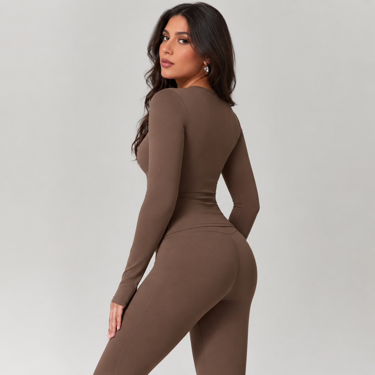 Women’s Brushed Long-Sleeve Yoga & Fitness Set