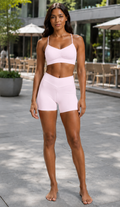 Ruched Crop Top & High-Waisted Shorts Set