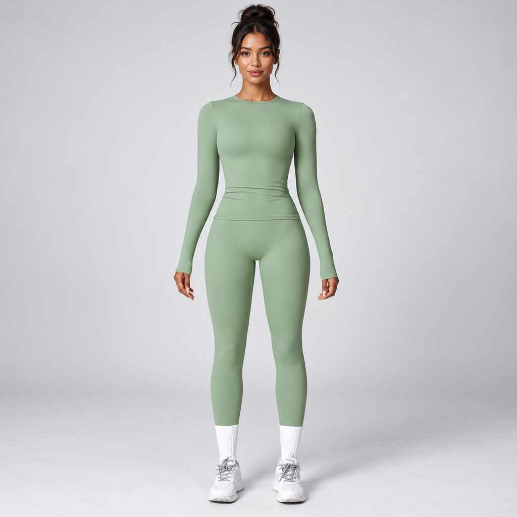 Women’s Brushed Long-Sleeve Yoga & Fitness Set