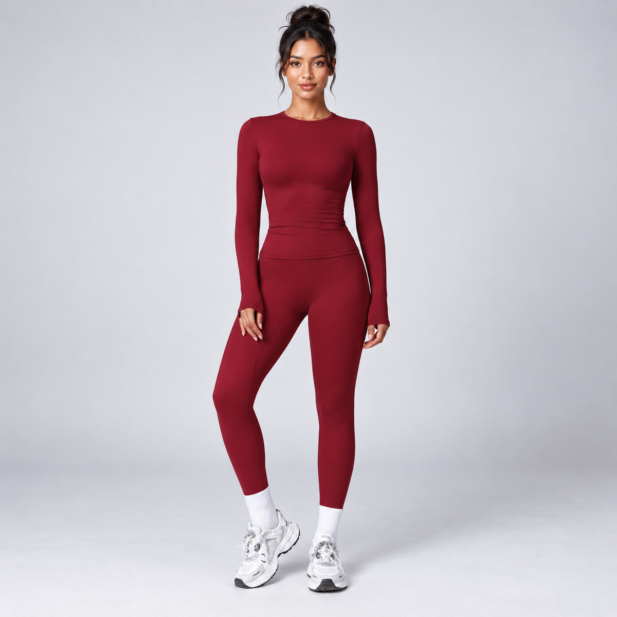 Women’s Brushed Long-Sleeve Yoga & Fitness Set