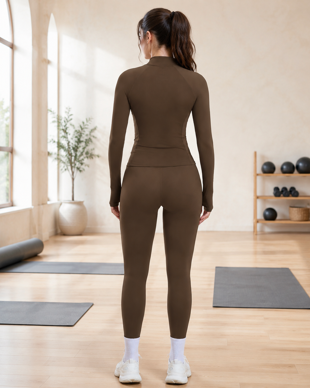 Women’s Brushed Long-Sleeve Top & Leggings Set